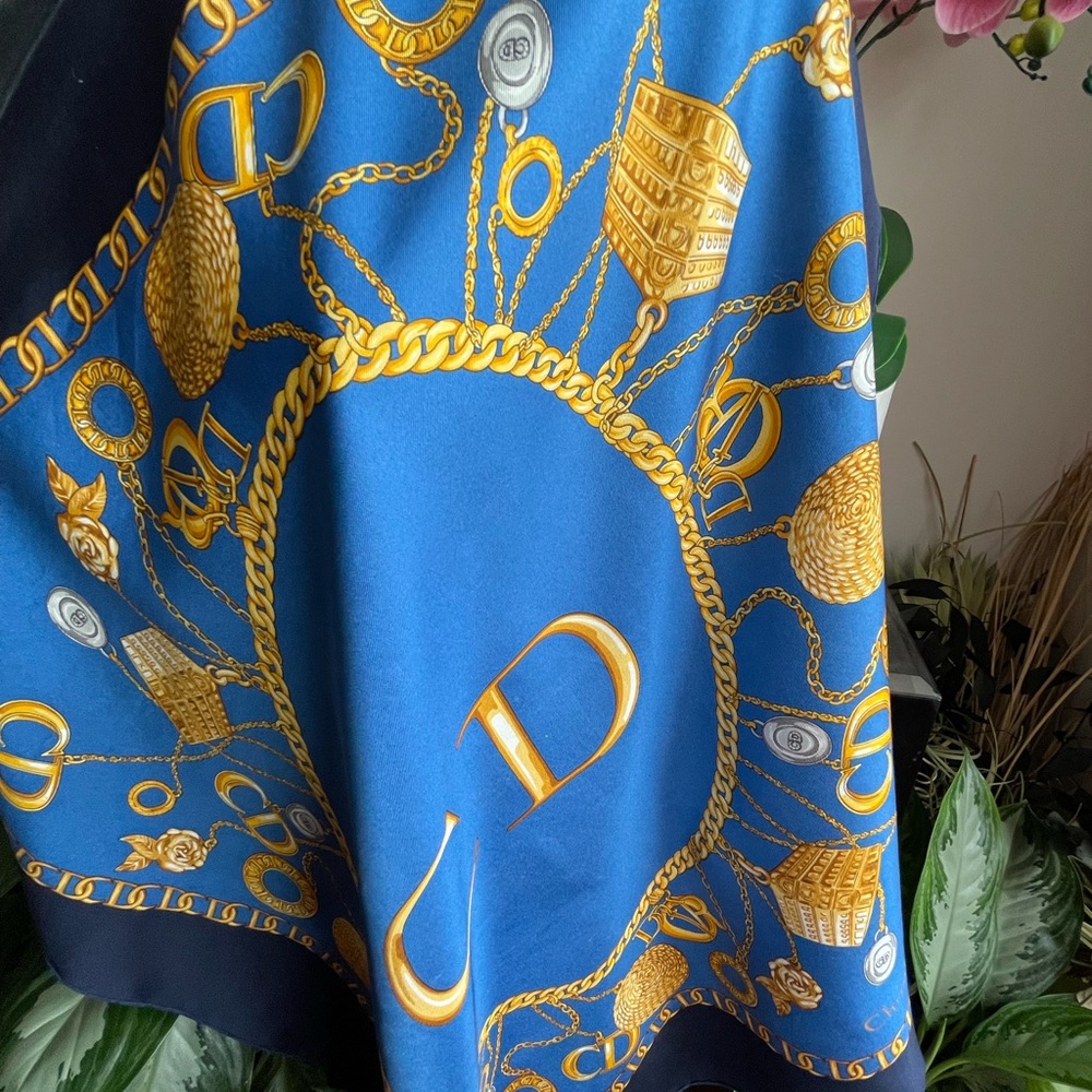 Christian Dior Blue and Gold Scarf - Picture 2 of 16